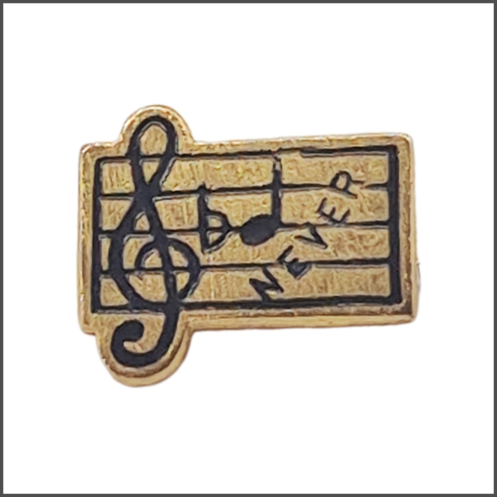 Music Note Brooch Gold Tone Treble Clef Pin 1972